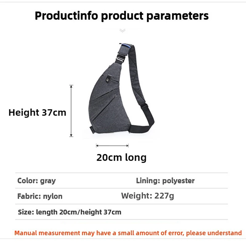 Men's Ultra Chest Bag Multifunctional Leisure Travel Boy Sports Bag Waterproof Wear Resistant Anti Theft Cross Body Shoulder Bag