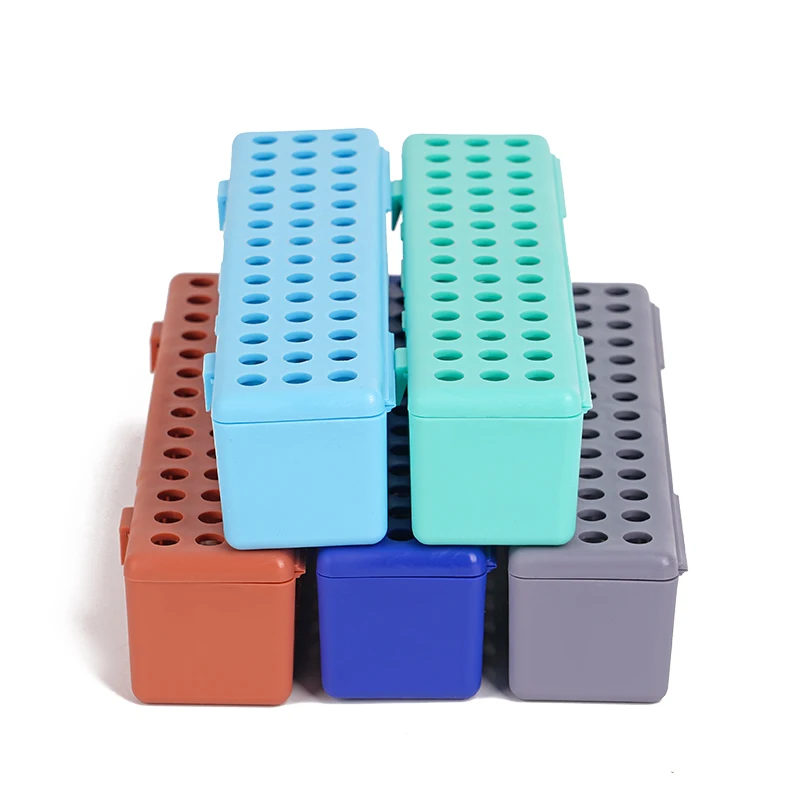 Plastic Dental Instrument Sterilization Box Perforated Autoclavable Bur File Storage Case Dental Handpiece Holder for Disinfecti