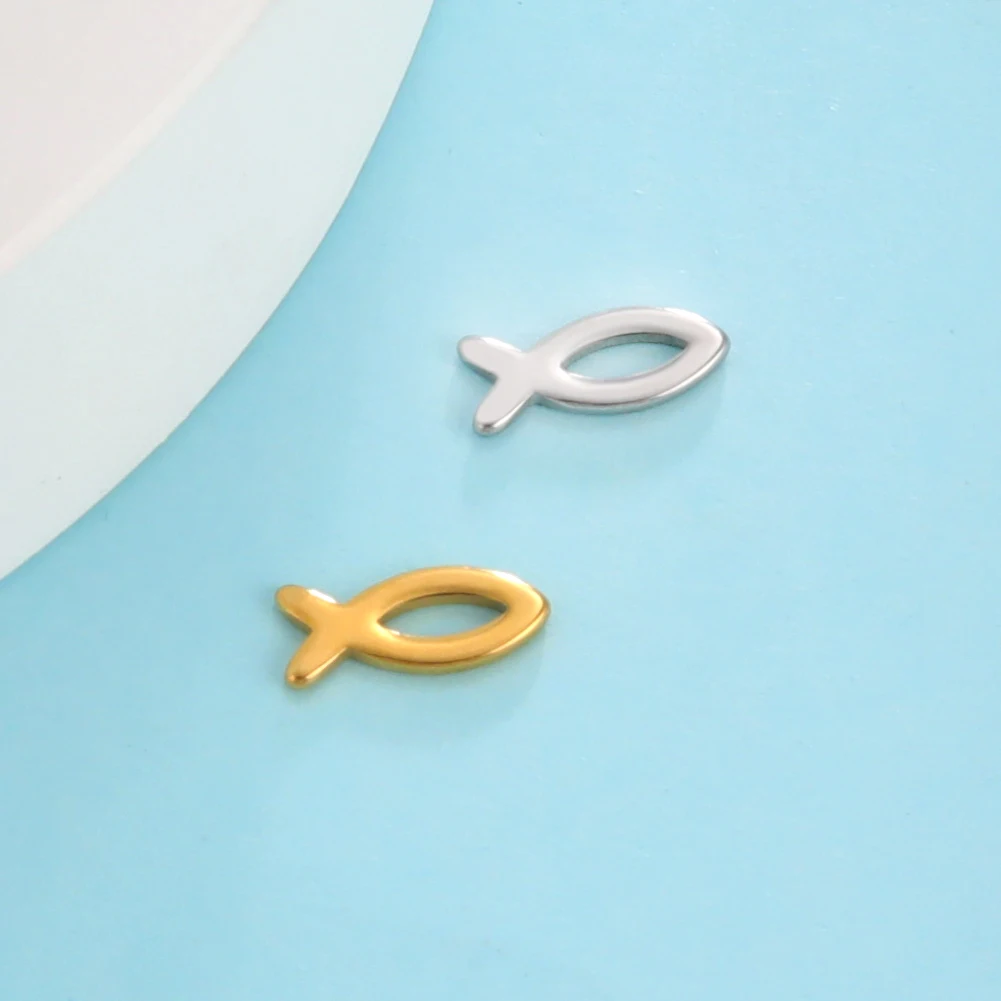 Teamer 5pcs/lot Exquisite Stainless Steel Charms for Jewelry Making Butterfly Fish Cross Basketball Mini Pendant for Bracelet