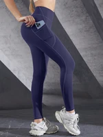 New High Waist Women's Leggings Stretch Yoga Pants Tights With Pockets Push Up Fitness Running Sportswear Solid Color Pants - Image 3