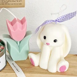 Rabbit Silicone Candle Mold DIY Animal Rabbit Scented Candle Maker Diffuser Stone Car Plaster Soap Resin Mold Home Decoration
