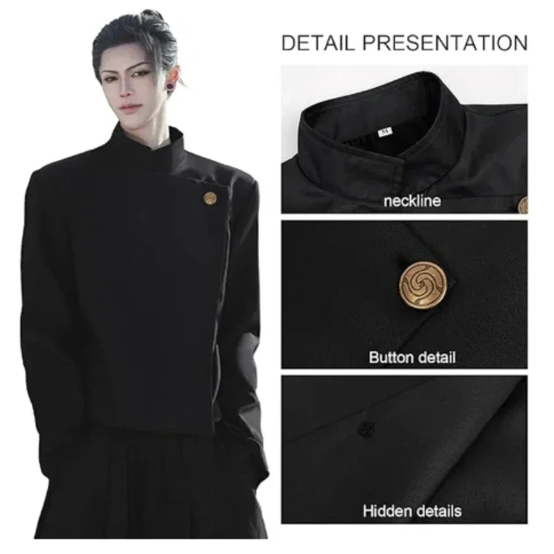 Adulto anime gojo satoru cosplay traje uniforme para homem jujutsu kaisen roupa e óculos de sol geto suguru cosplay uniforme peruca