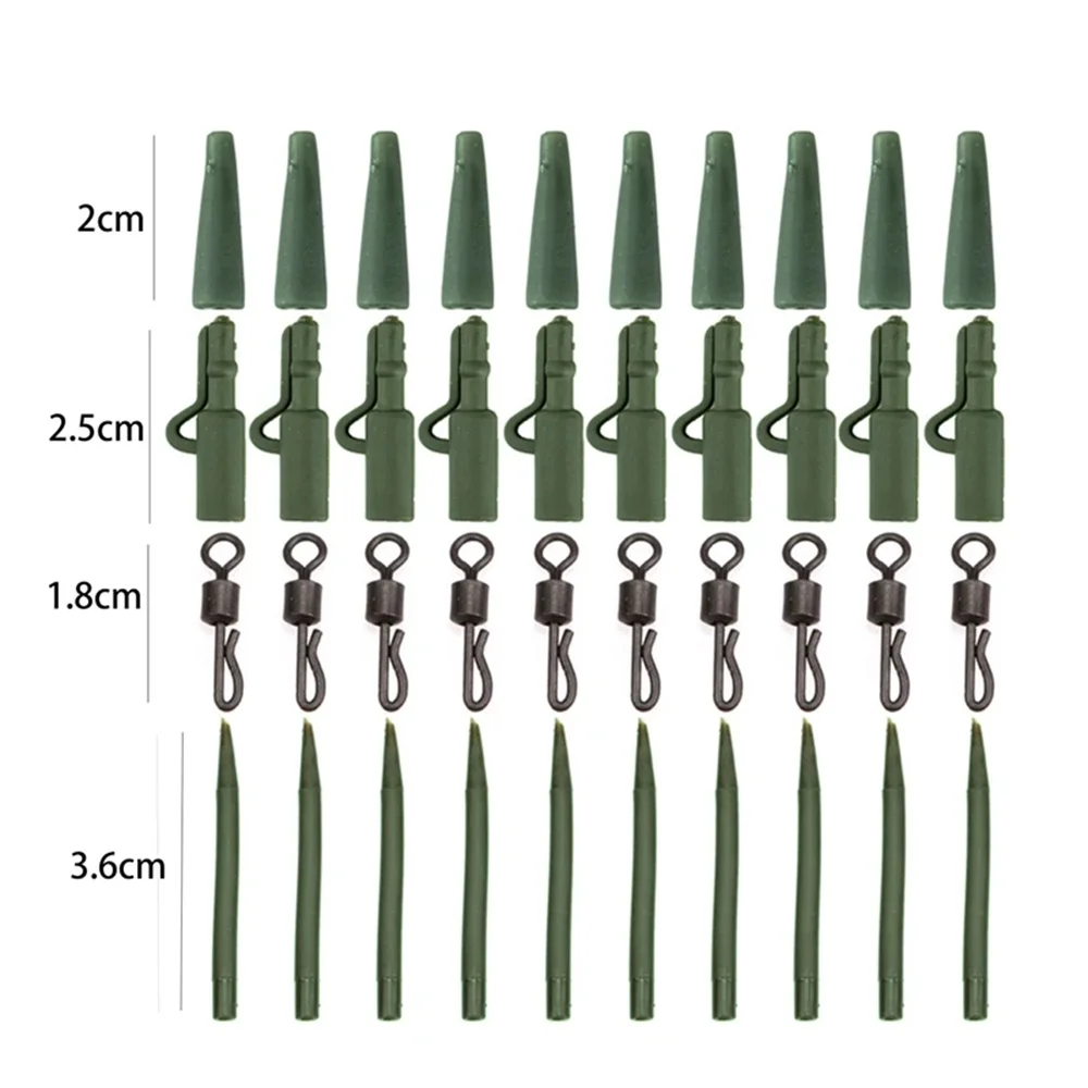 40Pcs Carp Fishing Accessories Lead Clip Quick Change Snap Swivel Tail Anti Tangle Sleeves Carp Rig Coarse Fishing Tackle Pesca