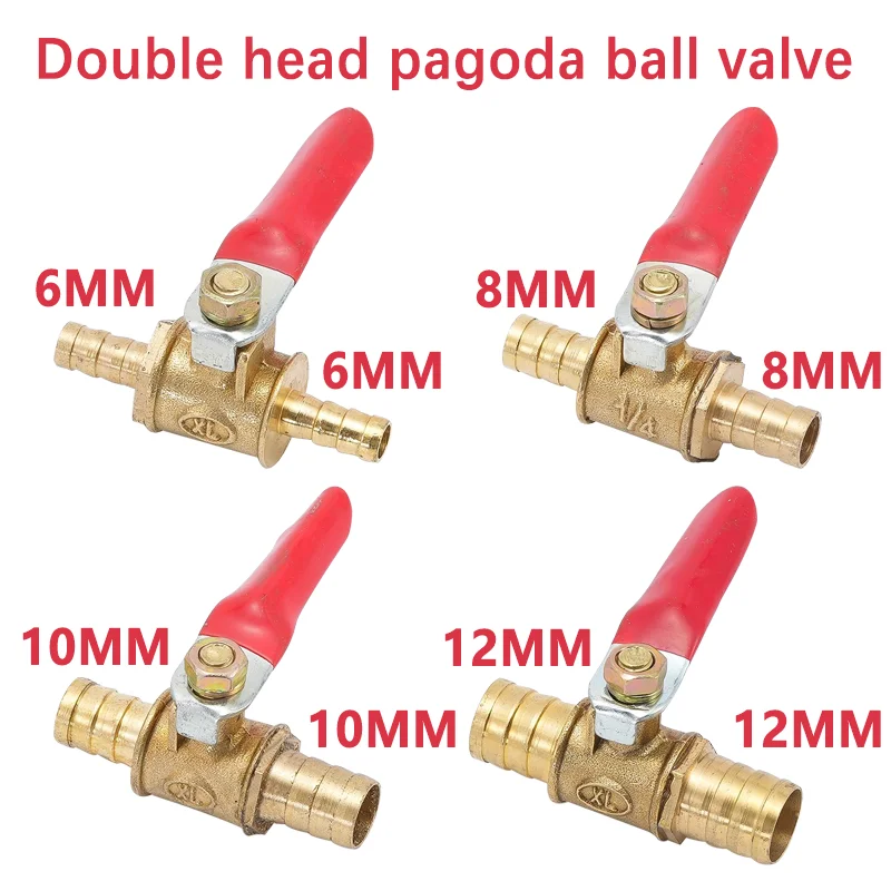 

Red Handle Brass Inline Ball Valve 6/8/10/12mm Hose Barb Shut-Off Valve for Water, Oil, Air, Fuel & Gas Lines, Compact Quarter
