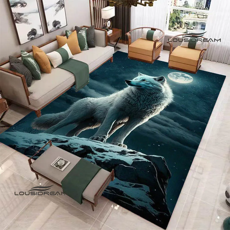 3D Wolf bedruckter Teppich Rutschfester Teppich Fußmatten Mode Yogamatte Fotografie Requisite Wohnzimmerteppiche Geburtstagsgeschenk