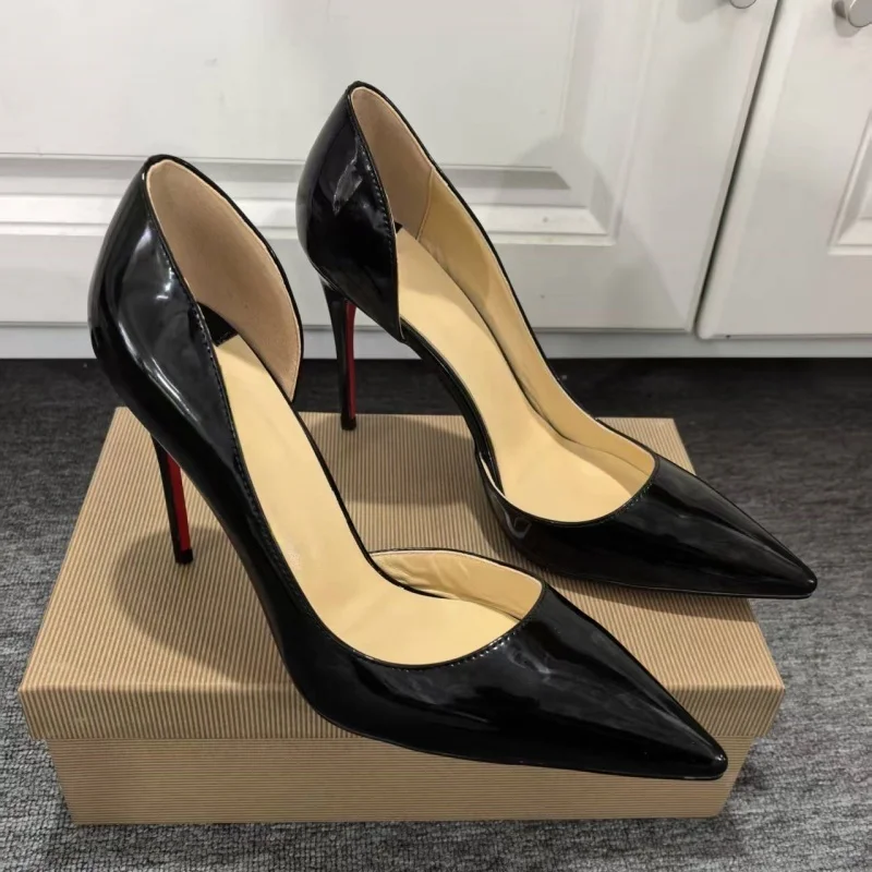

New Fashion Luxury Designer Sexy Pumps Women Fashion Bright High Heel Evening Dress Heels Red Bottom Pointed Banquet Women Shoes