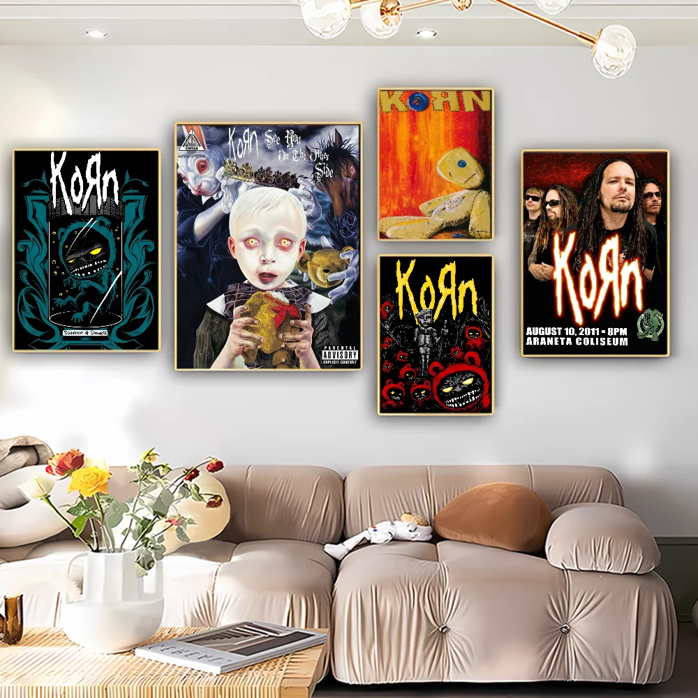 

Korn Rock Band Musi Poster Self-adhesive Art Poster Retro Kraft Paper Sticker DIY Room Bar Cafe Vintage Decorative Painting