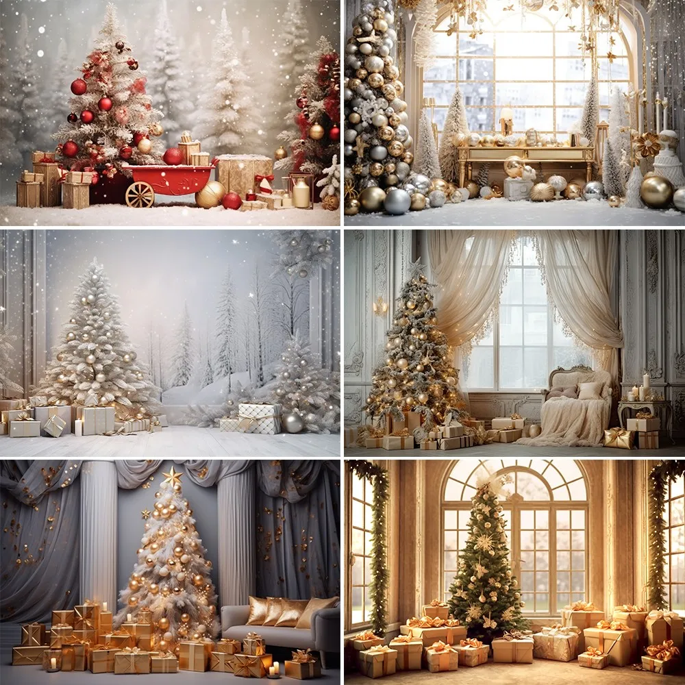 

Bonvvie Christmas Photography Backdrop Winter Window Gift Baby Portrait Photographic Family Party Background for Photo Studio