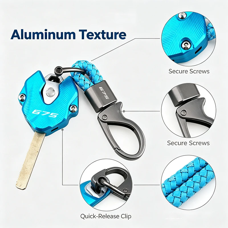 CNC Key Cover Shell Cap & Keyring Keychain Motorcycle Accessories For CFMOTO 675NK 675SR 675SR-R 675SS CF 675 NK SR SR-R SS