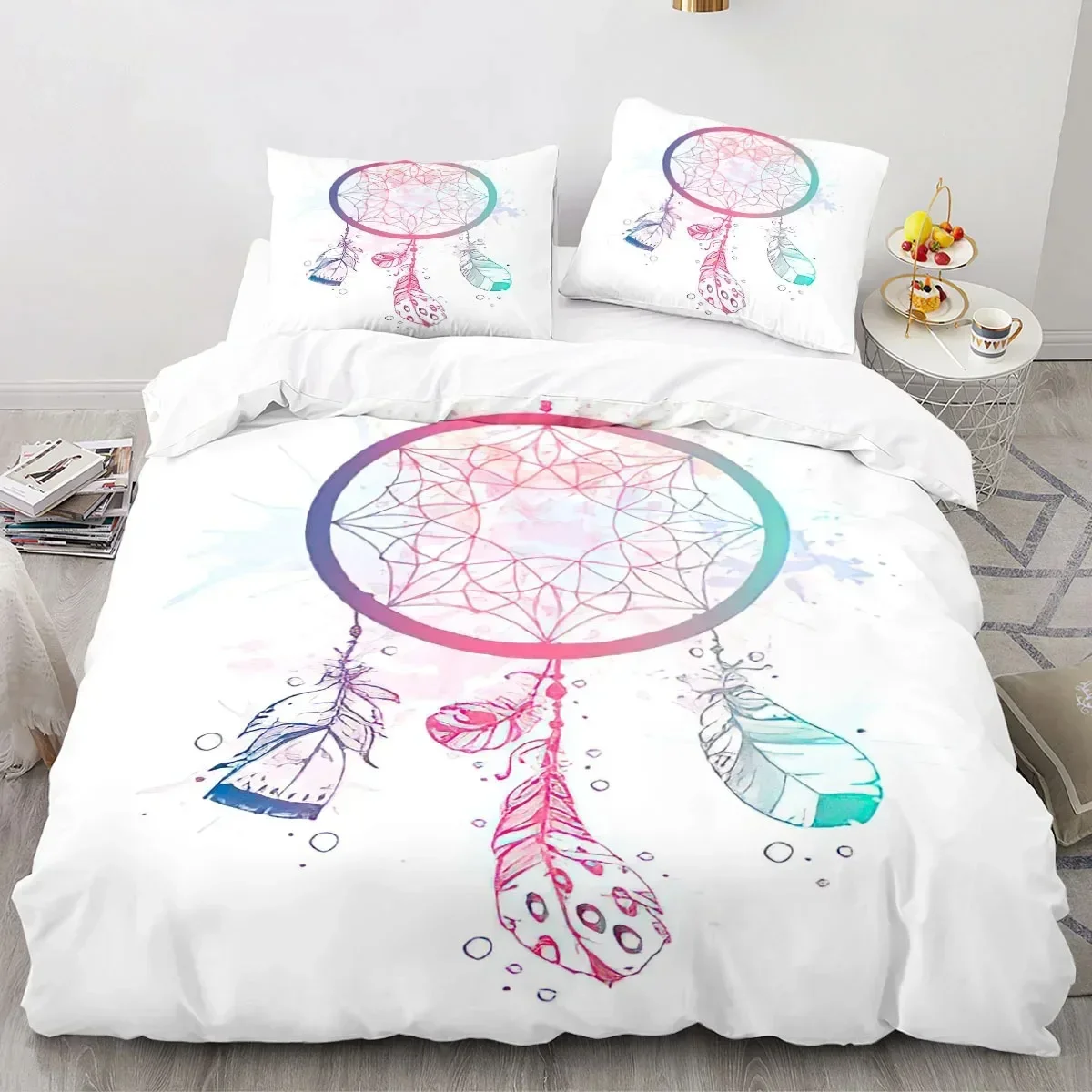 Dreamcatcher Duvet Cover Set 3D Print Feather Sun Moon Polyester Comforter Cover King Queen Twin Full Size for Kids Boys Girls