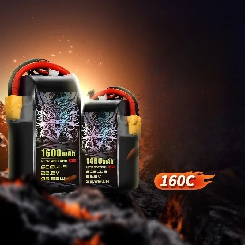 160C 1480mAh 1600mAh 1680mAh for Racing FPV Drone Battery 22.2V 29.6V Rechargeable Batteries for Robots Remote Controlled Cars