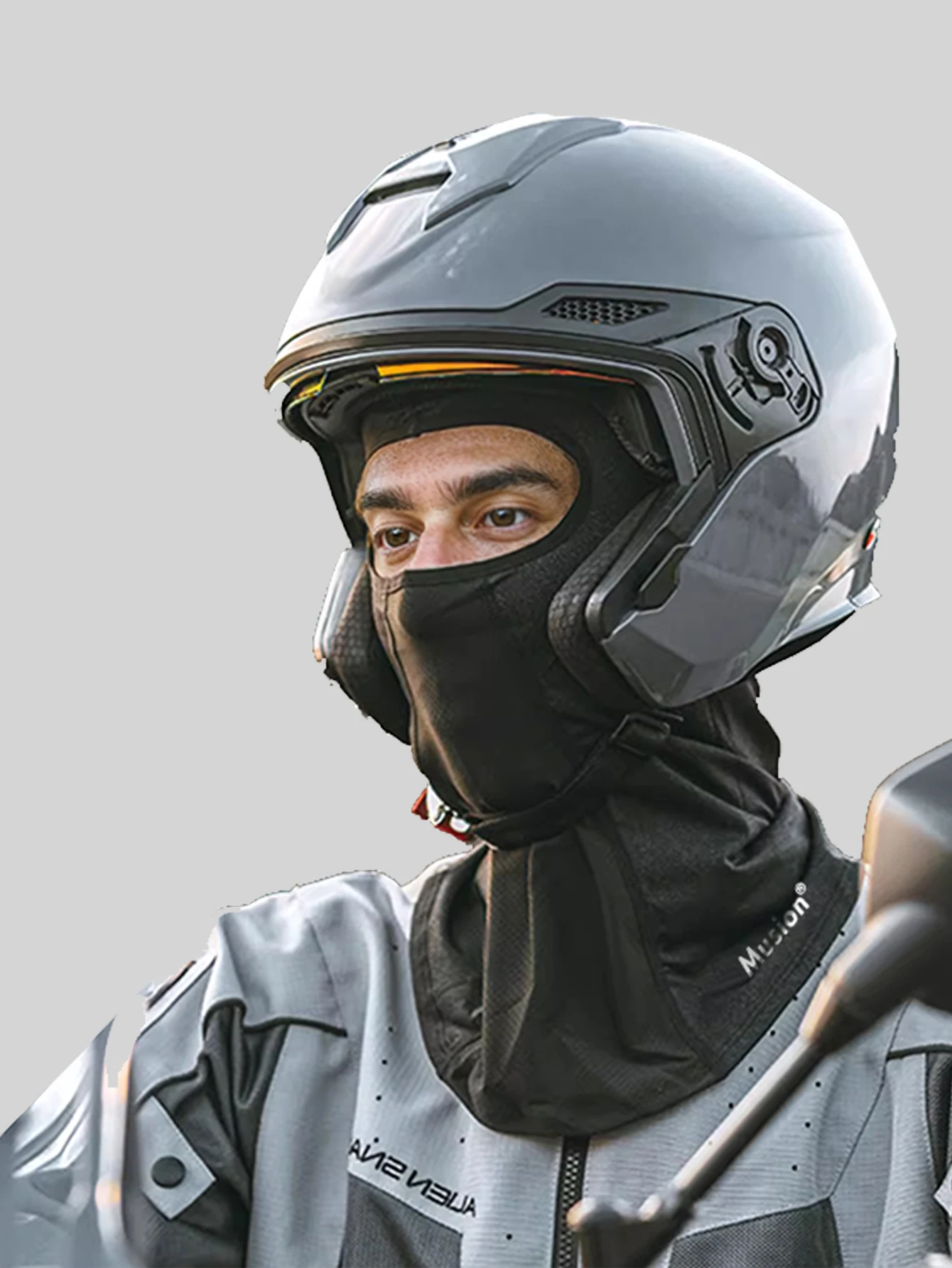 Musion Fahrradhelm Sturmhaube mit Brillengat Motorrad Vollgesichtsmaske Sonnenschutz Eisseide Biker Kopfbedeckung Atmungsaktiv – Detail 2