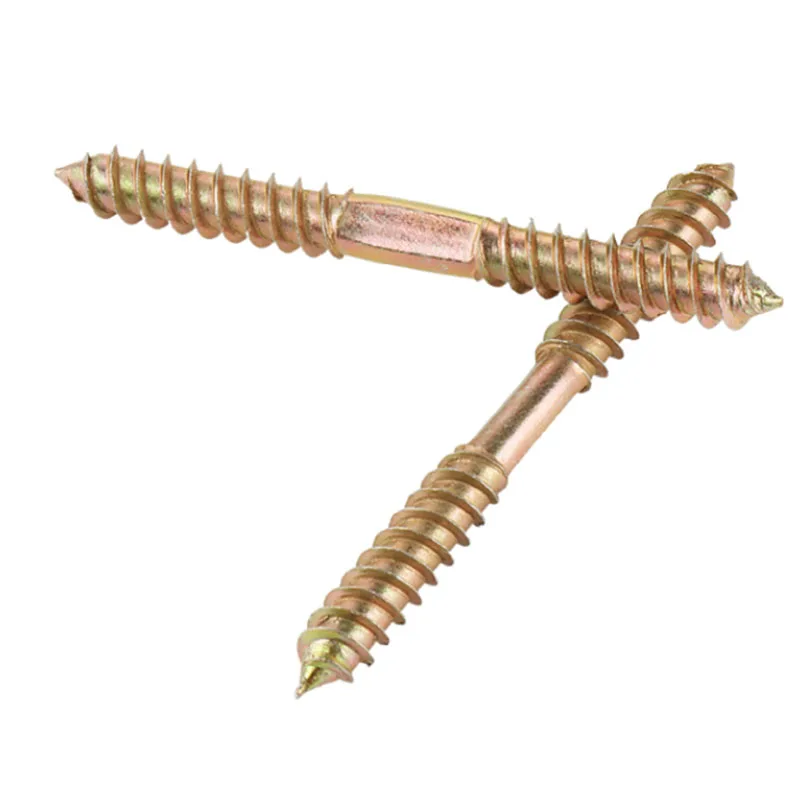 20/30/50/100pcs Carbon Steel Hanger Bolt Wood To Metal Dowels Double Ended Furniture Fixing Self Tapping Screws Wood Thread Stud