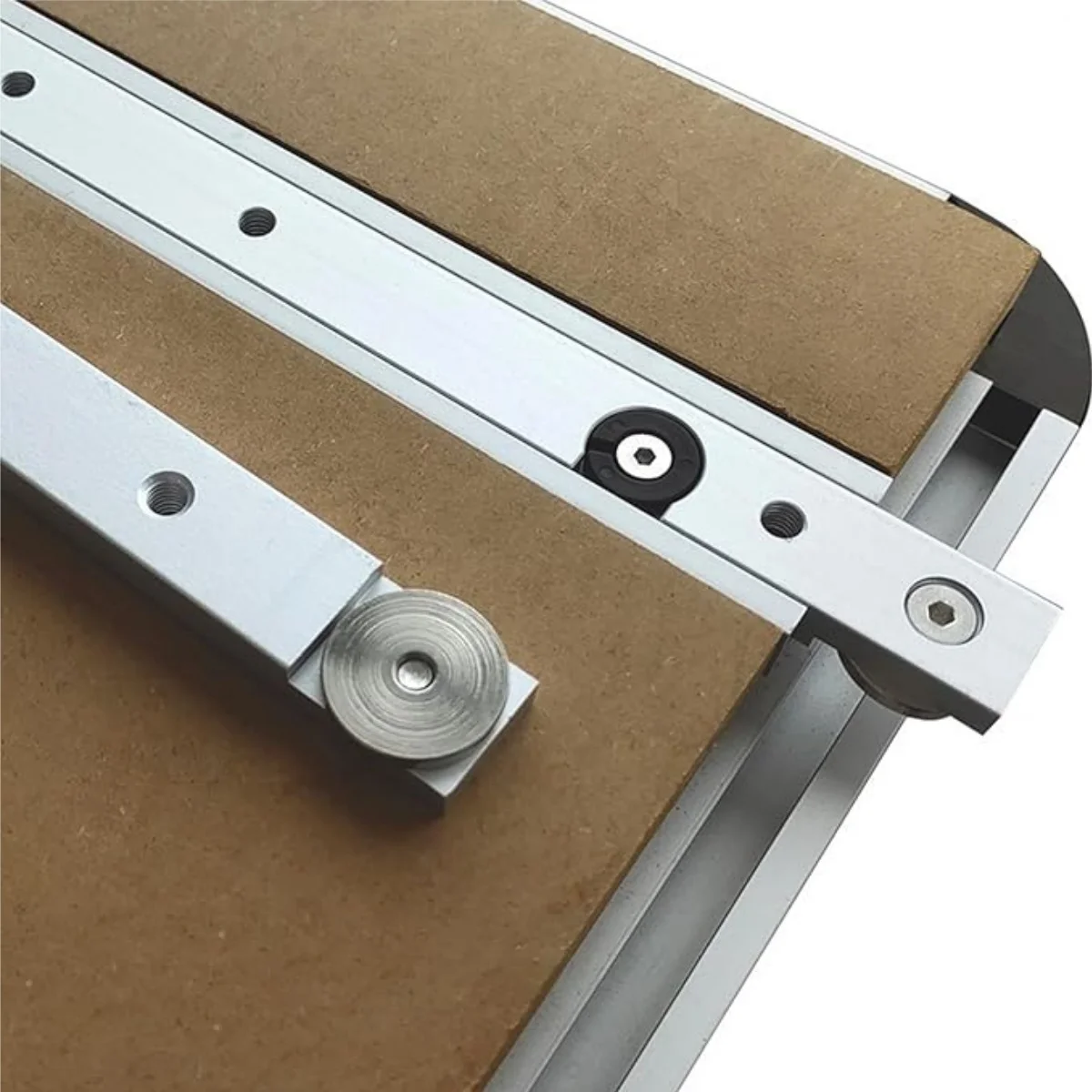 1セット アルミ合金 Tトラック スロット マイタートラック＆マイターバー スライダー テーブルソー マイターゲージロッド 木工ツール ワークベンチ シルバー