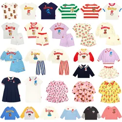 Kids Set 24 Korean Style Bp Summer New Kids Cartoon Sportswear Boys T-Shirt Shorts Girls Dress Sweatshirt Set【in Stock】