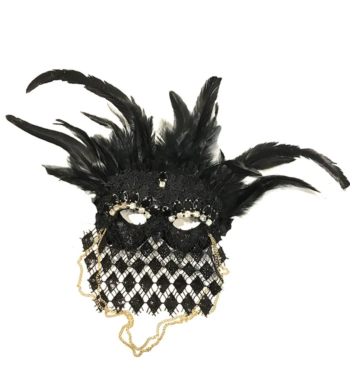 

Black Feather Masked Singer Annual Meeting Halloween Christmas Party Party Dark Mask Exaggerated Tassel