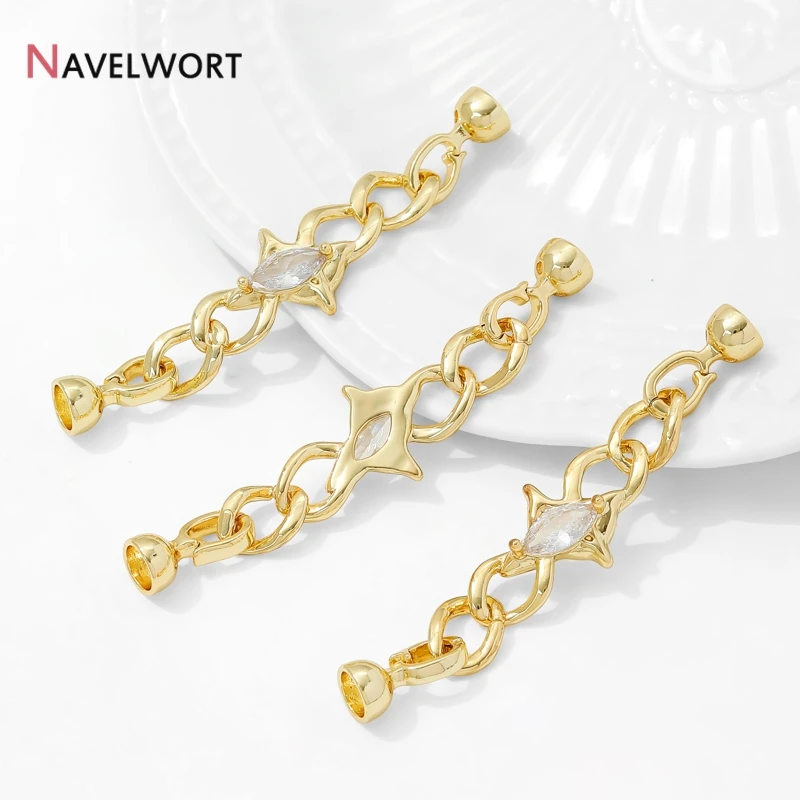 Fermoirs de connexion en laiton plaqué or 14 carats avec zircon, fermoirs de verrouillage, fermoirs de connexion de chaîne, pour accessoires et fournitures de fabrication de bijoux DIY