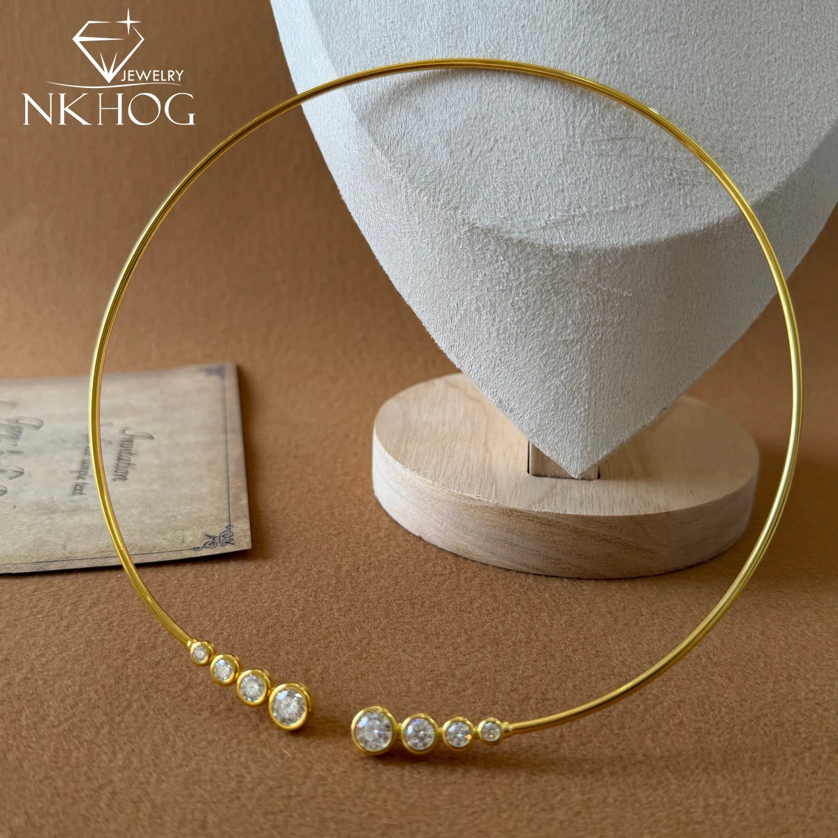 

NKHOG Full Moissanite Open Choker Necklaces For Women S925 Silver Sparkling Lab Diamond Chains 18K Plated Fine Jewelry Certified