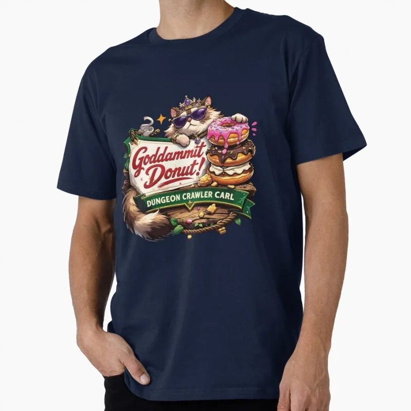 

Goddamnit Donut Sic-Fi Dungeon Crawler Carl Gift T-Shirt for Book lover Funny Cartoon Graphic Tee Y2K clothes All size tops