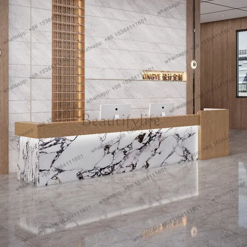LSModern Hotel Reception Counter Nordic High-end Company Cafe Clothing Store Reception Counter Office Furniture Escritorio FYRD