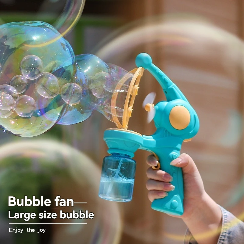 Children's Electric Bubble Gun Angel Bubble Multi-hole Fan Toy Outdoor Bow and Arrow Type Automatic Fan Bubble Gun Toy