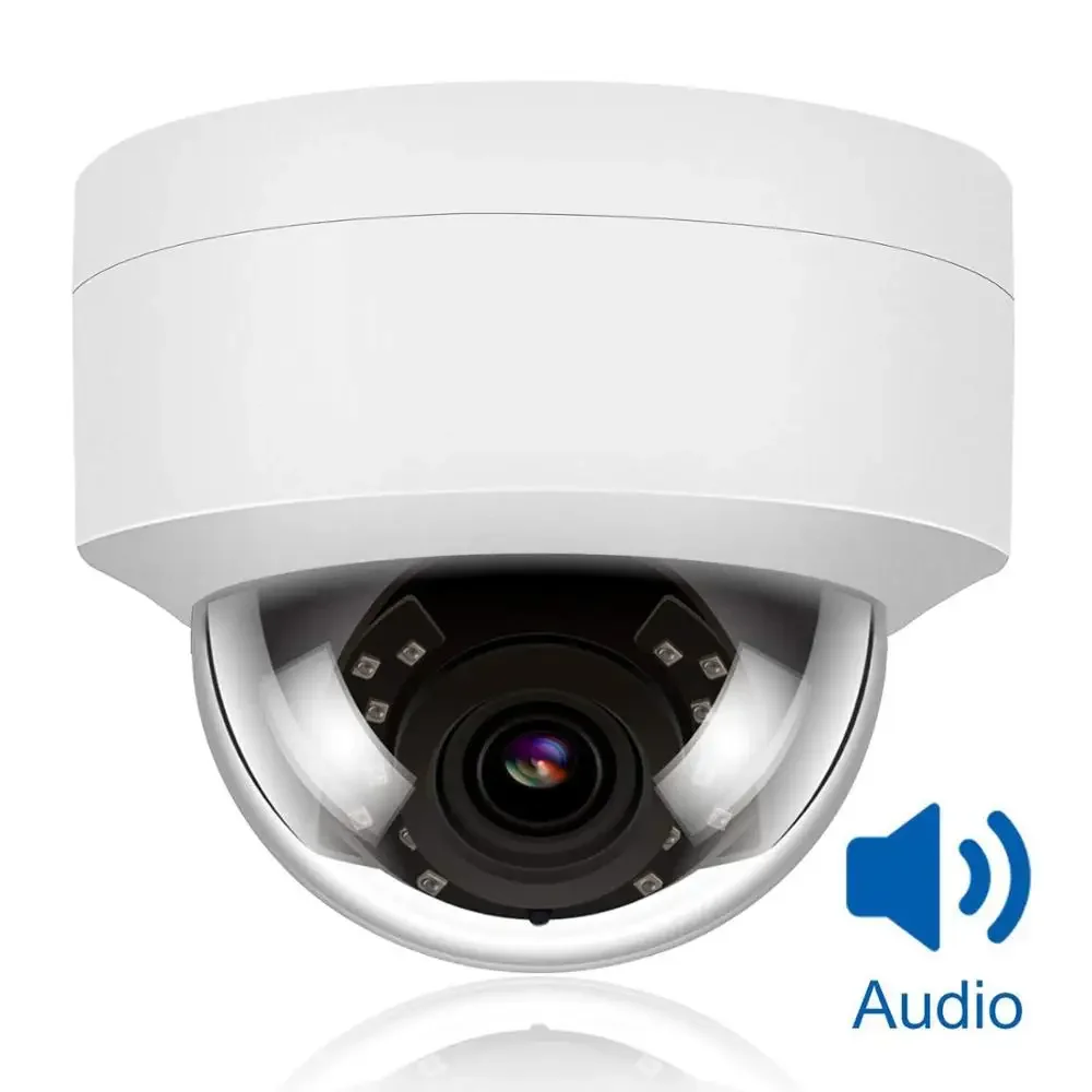 YCX 4K 8MP 2.8MM Lens Vandal-proof IP POE Dome Camera Built in Microphone Compatible with Third-party Brand NVR