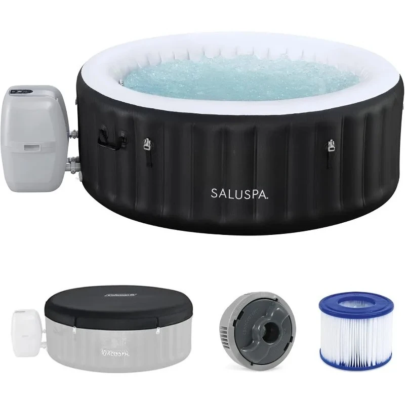 Miami 2 to 4 Person Inflatable Hot Tub, Round Energy-Efficient Portable Outdoor Spa with 120 AirJets, 71