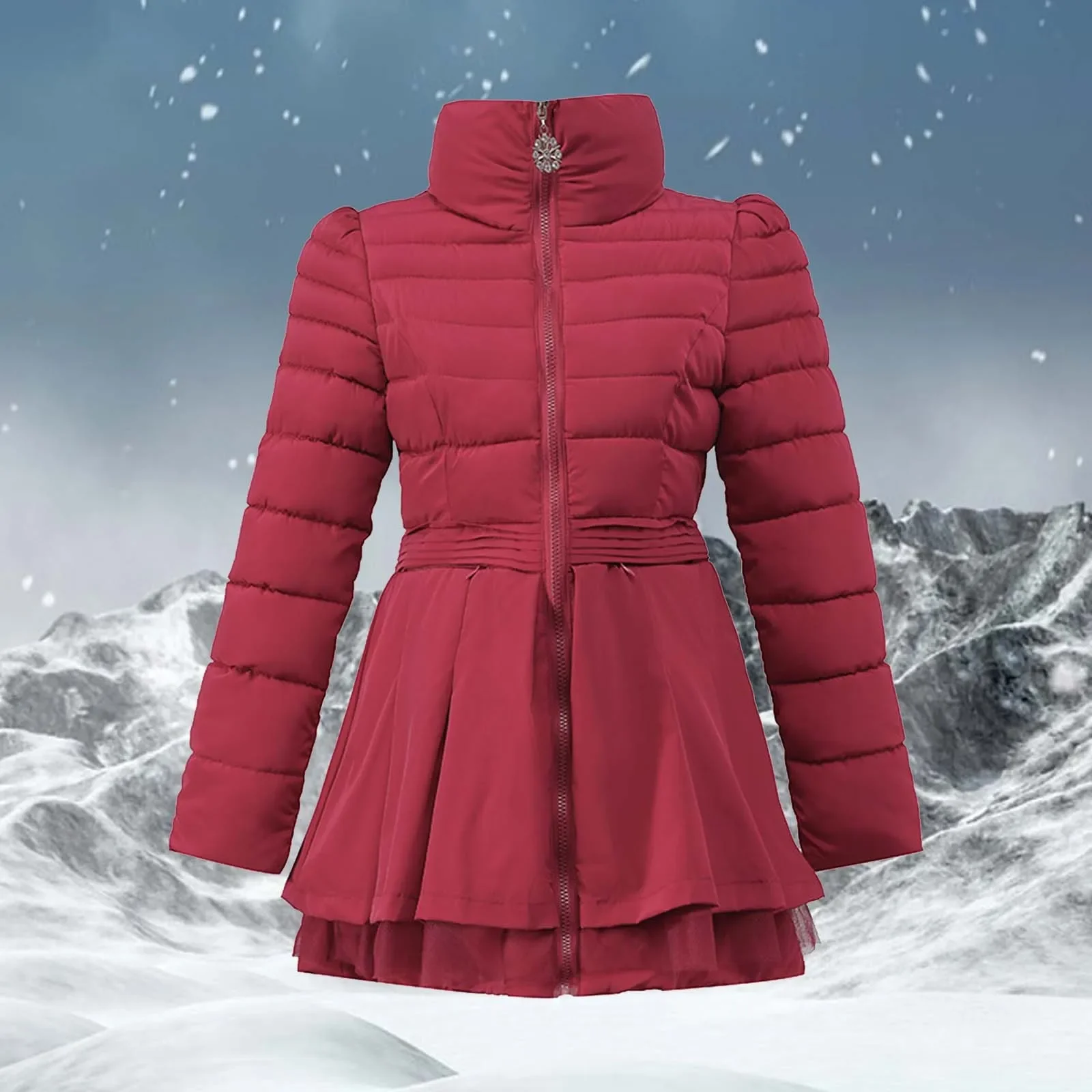 2023 weibliche Gepolsterte Jacke Frauen Mid-Länge Winter Parkas Mode Spitze Jacken Dicke Damen Warme Baumwolle Mantel Schwarz Outwear