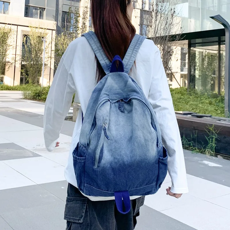 

Men's and Women's Backpacks, Student Schoolbags, Large-Capacity Washed Denim Bags Mochila para homem Мужской рюкзак Sac à dos 가방