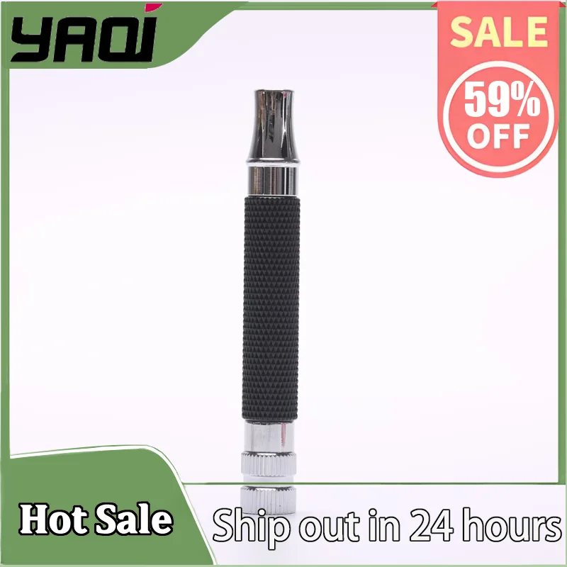 

YAQI Черная и хромированная латунная безопасная ручка для мужчин — длина 91 мм, ручка 12 мм, 58,5 г Weightb