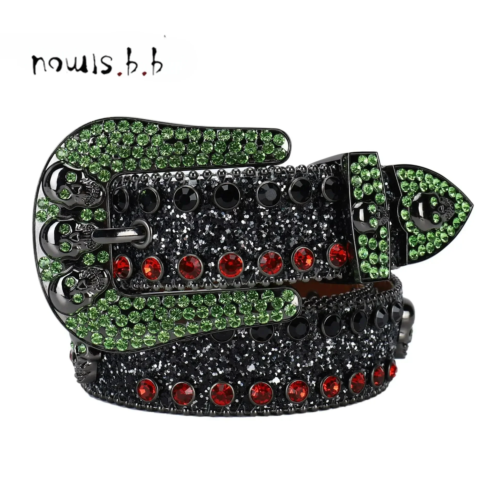 

Skull Western Rhinestones Punk Belts For Women Man Cowboy Cowgirl Diamond Bling Bling Crystal Studded Belt For Jeans