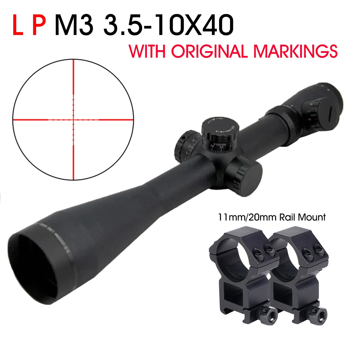 LE***LD M3 3.5-10X40 Cross Hunting Tactical Optical Scope Optics High-definition Positioning Sight 11mm/20mm Rail Mount