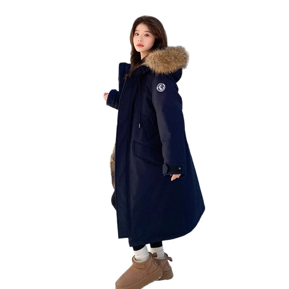 2025 겨울 신상품 스톰트루퍼 코트 면 재킷 루즈 다운 코튼 재킷 롱 크로스 니 빅 울 칼라 코튼 파이 오버컴스 우