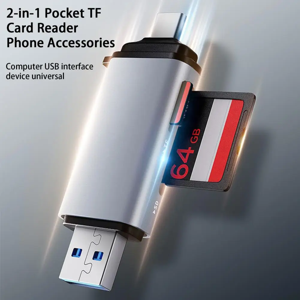 USB Card Reader Ultra-Light TF Card Reader Double-Headed Memory Expansion TF Card Adapter Laptop Accessories Multipurpose