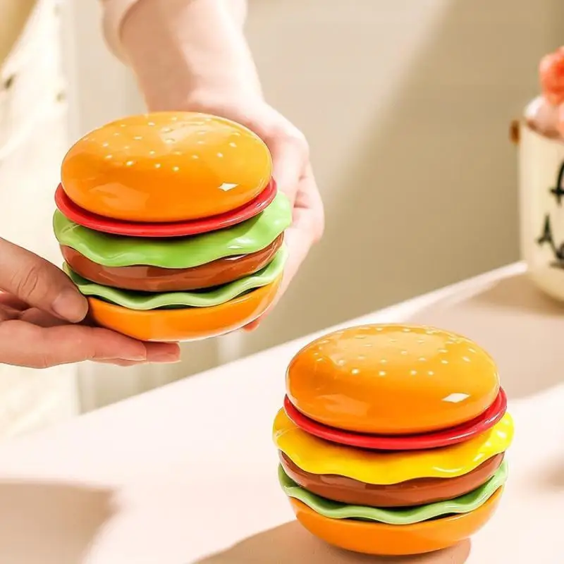 New#6Pcs High Value Bone Spit Plate Stackable Hamburger Plate Set Burger 6 Layers Dinner Plate Funny Sauce Containers Table Dec