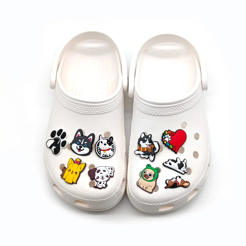 40pcs PVC Kawaii Dogs Shoe Charms Pack Cute Sausage Corgi Shoe Decorations for Women Men Kids Gibitz Set Classic Clog Buckles