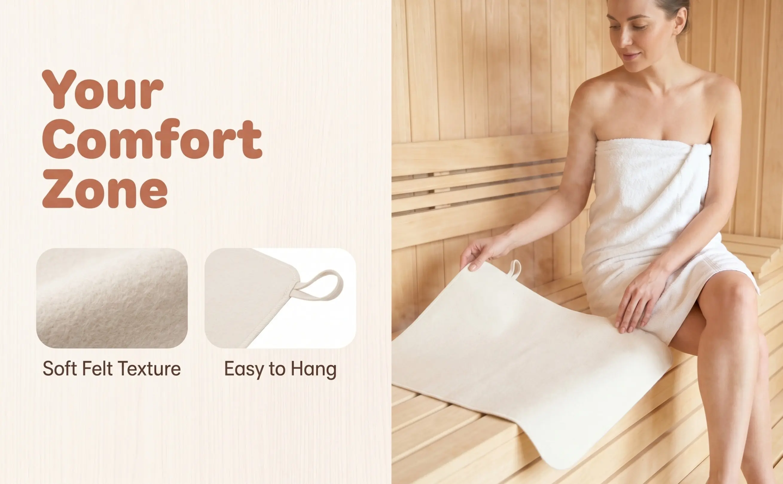 2Pcs Felt Sauna Seat Cushion Heat Insulation Breathable Absorbent Pad for Steam Room Sauna Bench Cover Bench Cushion Cover