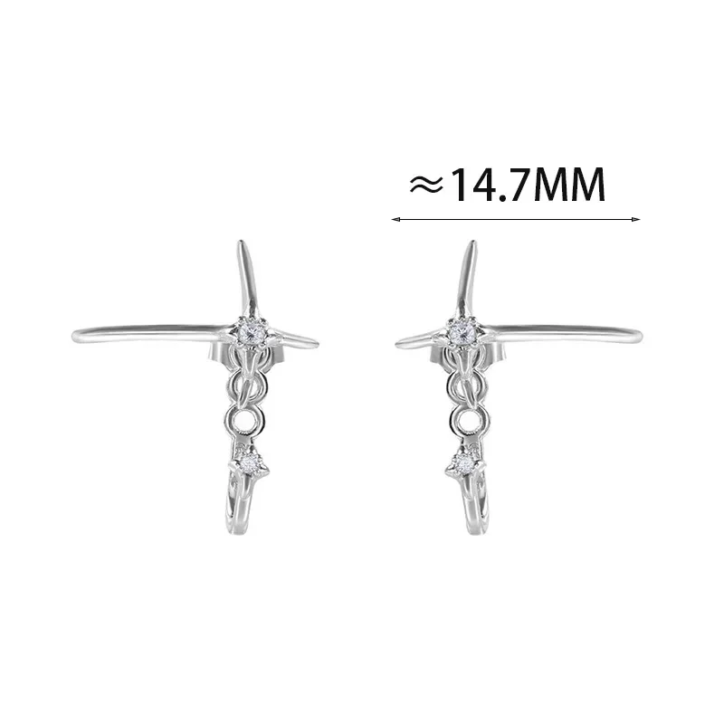

Real 925 Sterling Silver Zircon Star Detachable Stud Earrings for Women Minimalist Punk Fine Jewelry Personality Accessories