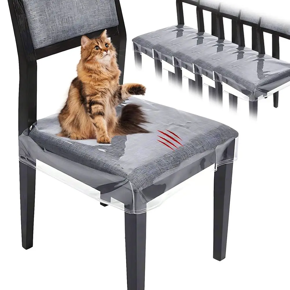 Durable PVC Transparent Chair Cover Clear Plastic Waterproof Dining Chair Cover Dustproof Scratch Resistant Seat Cover Room