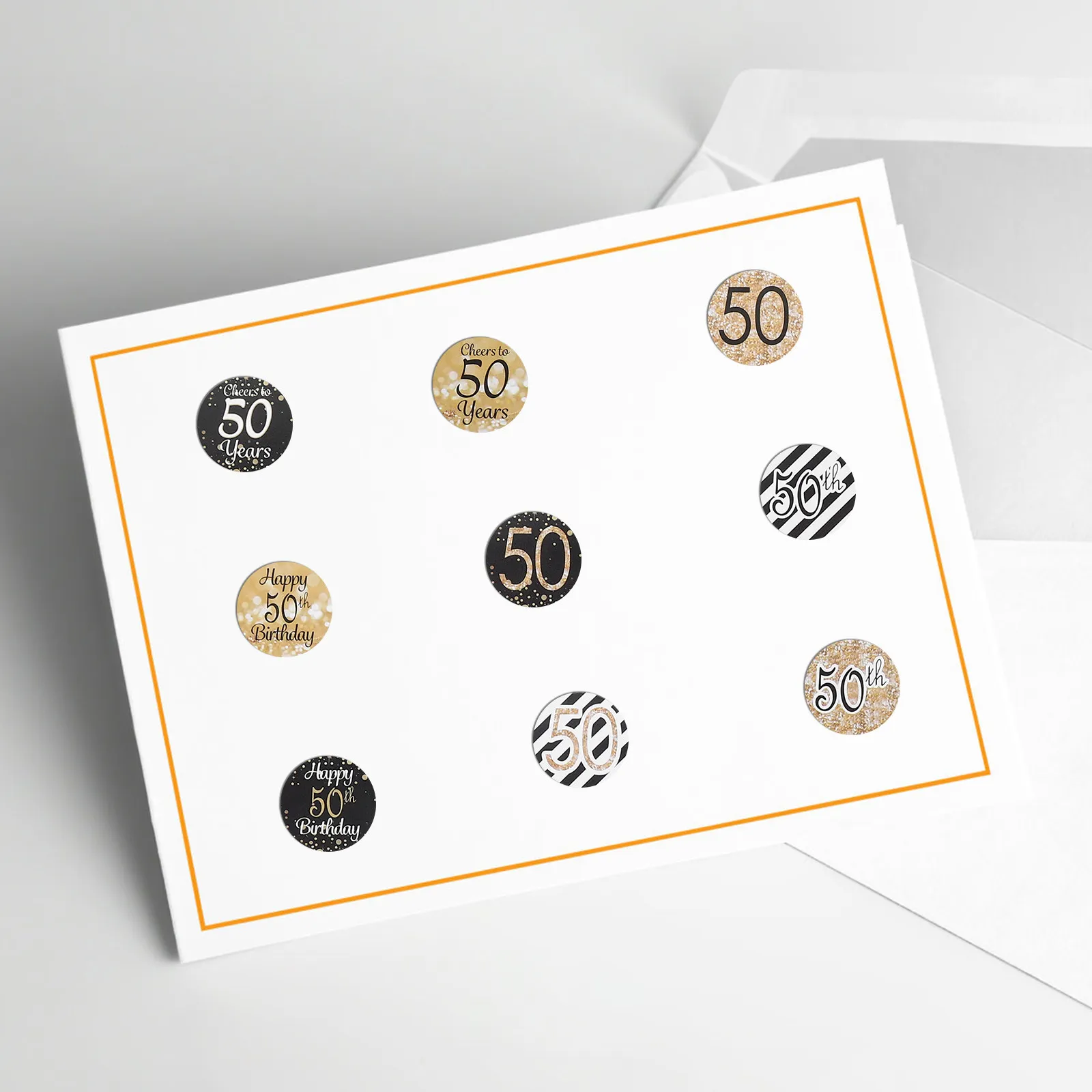 216Pcs Party Favor Sticker For Birthday Party Decorations Small Business Packaging 50TH Anniversary Theme