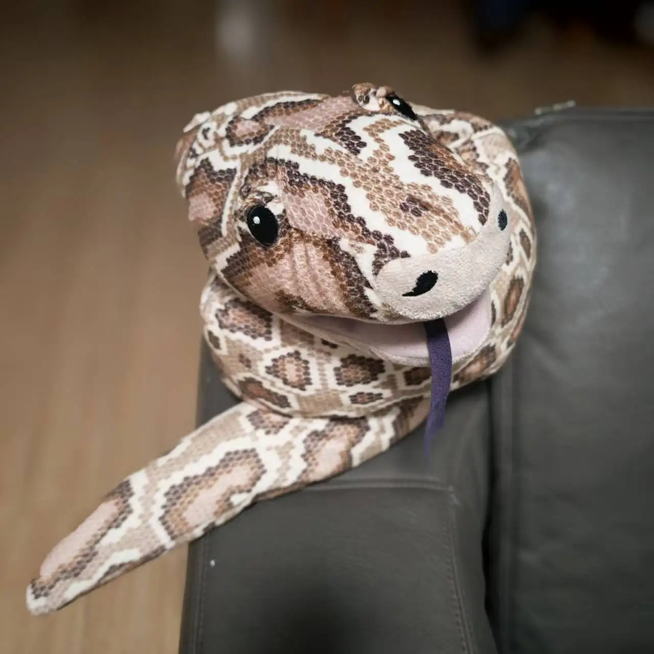 Realistic Giant Python Snake Hand Puppet & Long Body Pillow - Ugly-Cute Plush Toy for Pranks, Funny Gag Gift