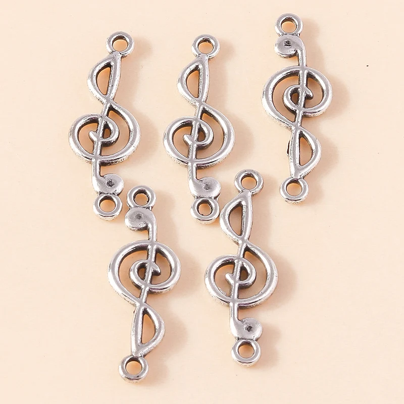 30 Stück 10x29mm Niedliche Legierungs-Musiknoten-Anhänger Verbinder für Schmuckherstellung DIY Armbänder Halsketten Ohrringe Handgemachtes Kunsthandwerk Geschenk – Detail 7