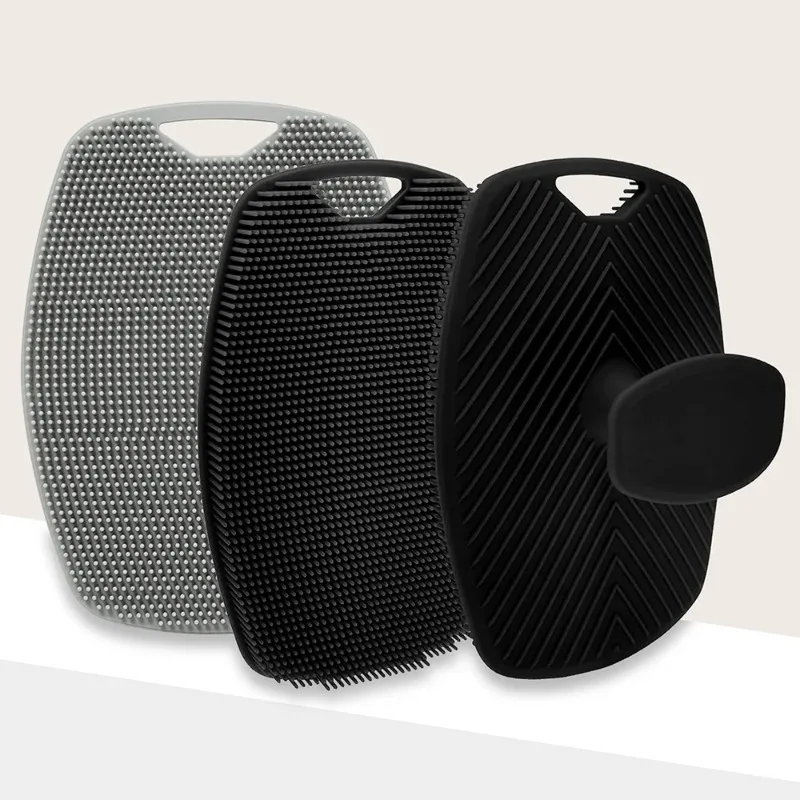 Exfoliating Silicone Brush Cleanser No Slip Handle Body Scrubber Cleans and Massages Skin Bathroom Accessories Bath Brush