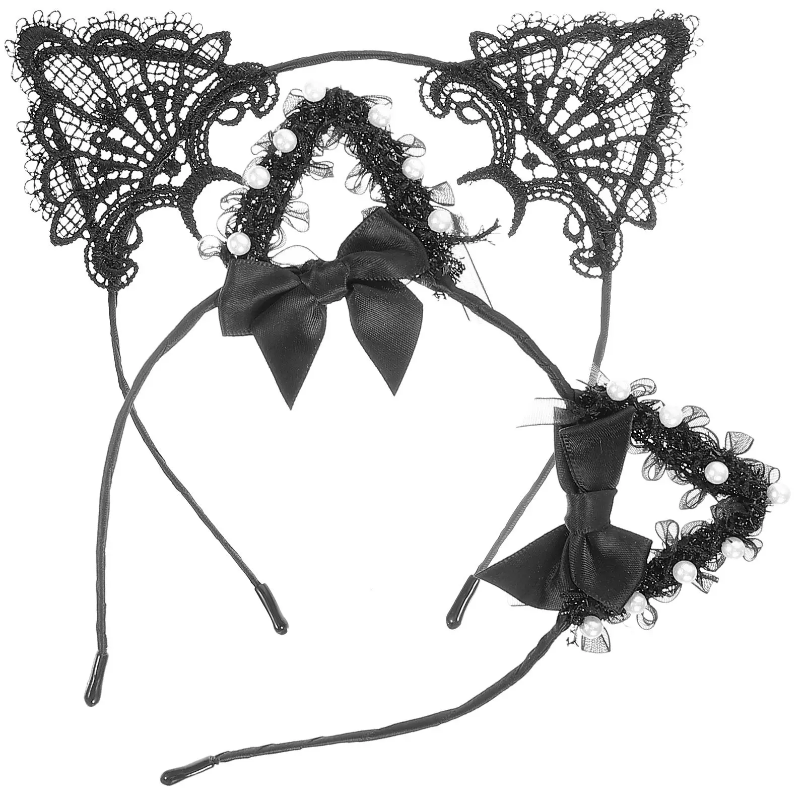 

2 Pcs Cat Ears Headb Hair Accessories Cat Ear Headpiece Women Teens Cosplay Halloween Hair Accessories For Women Party