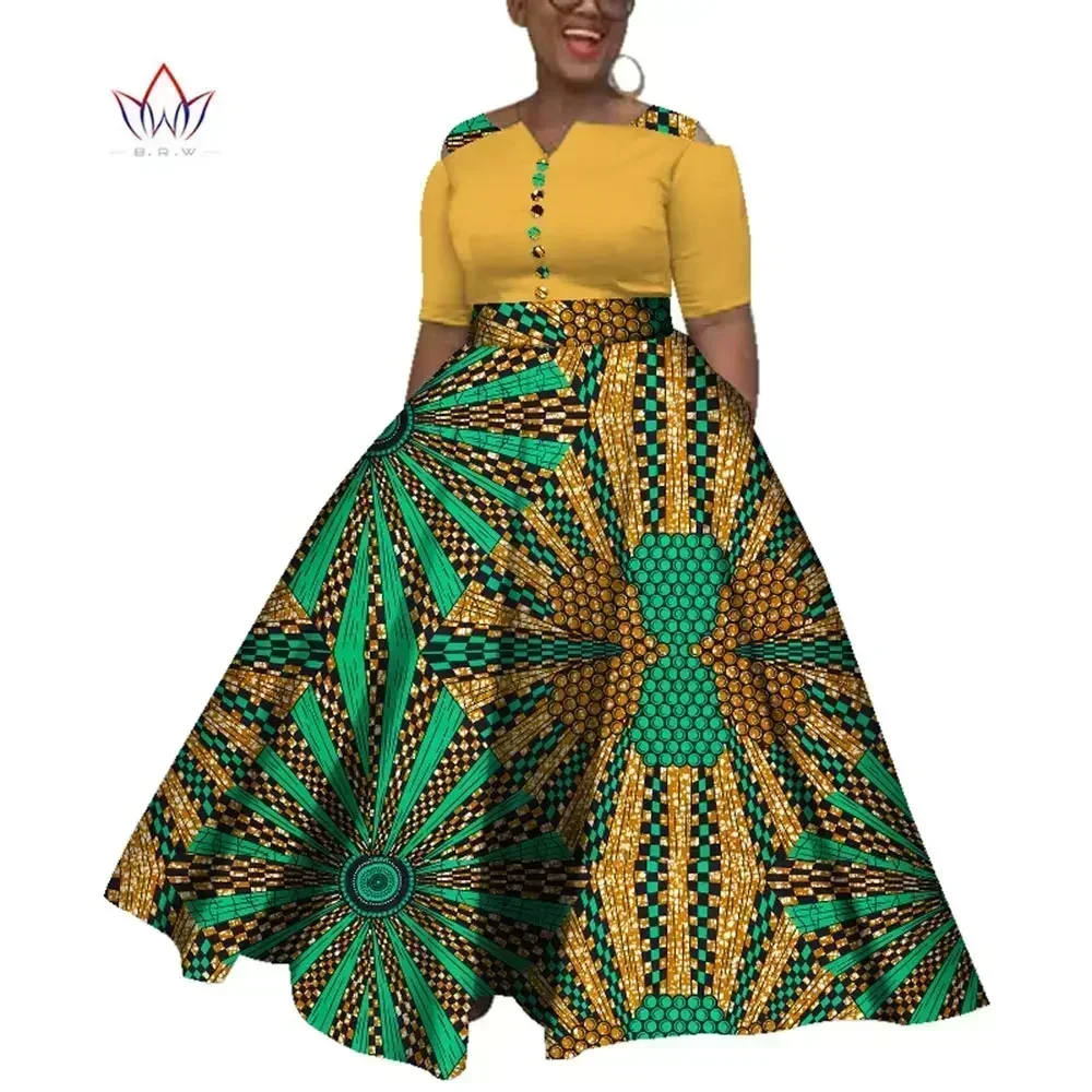 Dashiki Afrikaanse Jurken Voor Vrouwen Kleurrijke Dagelijkse Bruiloft Maat S-6XL Afrikaanse Jurken Voor Vrouwen Enkellange Jurk WY3853