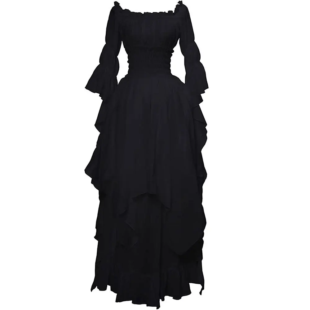 Vestido de princesa medieval vintage para mulheres, fino, renascimento, vintage, corte, halloween, carnaval, elfo cosplay, performance, outono