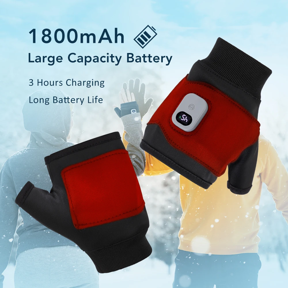 

Перчатки с подогревом для сенсорного экрана, перезаряжаемые от USB, зимние теплые перчатки с электрическим подогревом, грелка для рук без пальцев, термотеплые варежки
