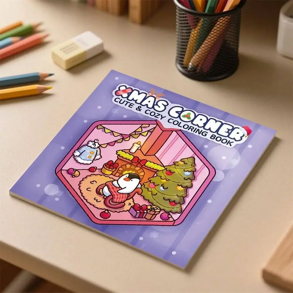 Cozy Christmas Christmas Coloring Book Cartoon Stress Relief Paperback Painting Gift Educational Doodles Book