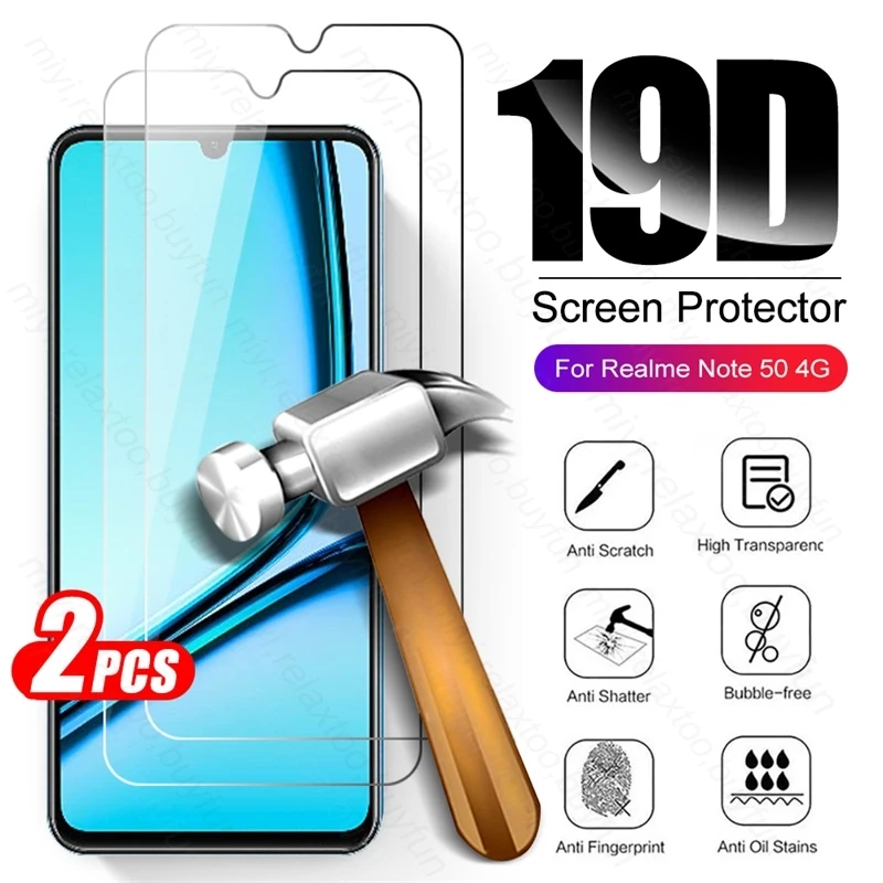 Realmi Note50 Not 50 4G Glass 2PCS HD Tempered Glass Full Cover Screen Protector For Realme Note 50 4G RMX3834 6.74