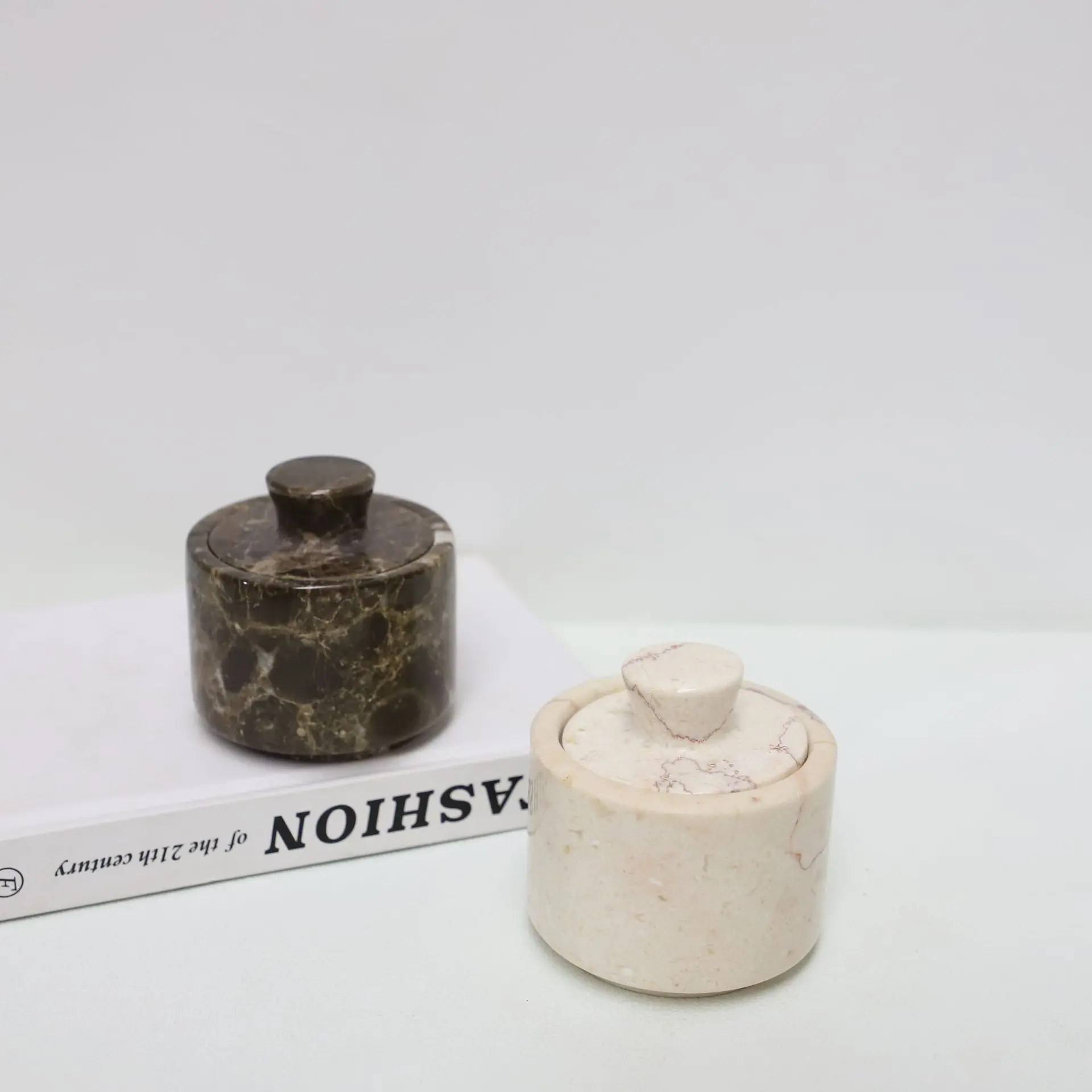 Modern Simple Natural Marble Storage Jar Organizer Jar Tea Jar Jewelry Box
